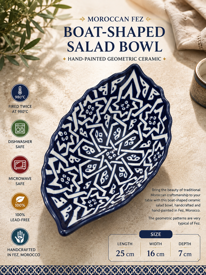 Hand-Painted Moroccan Ceramic Floral Serving Bowl – Blue & White Decorative Dish (Copie)