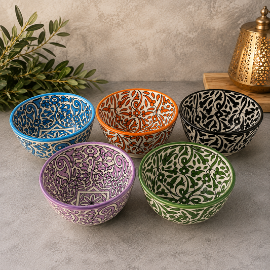 Handmade Moroccan Fez Pottery Bowls – Hand Painted Ceramic Serving Bowls