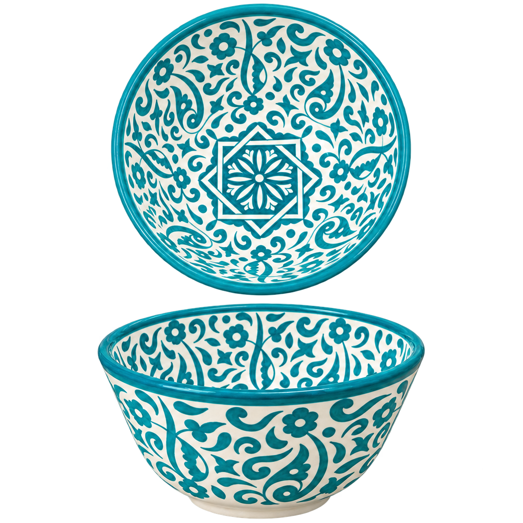 Handmade Moroccan Ceramic Bowl – Traditional Fez Pottery,  Floral Design