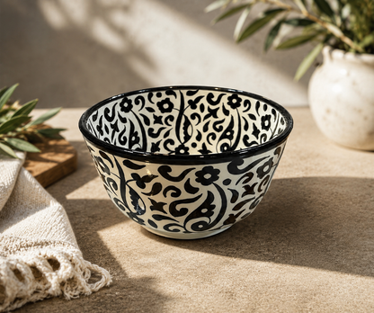 Handmade Moroccan Ceramic Bowl – Traditional Fez Pottery,  Floral Design