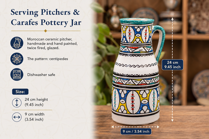 Handmade Moroccan Ceramic Pitcher carafes fez pottery