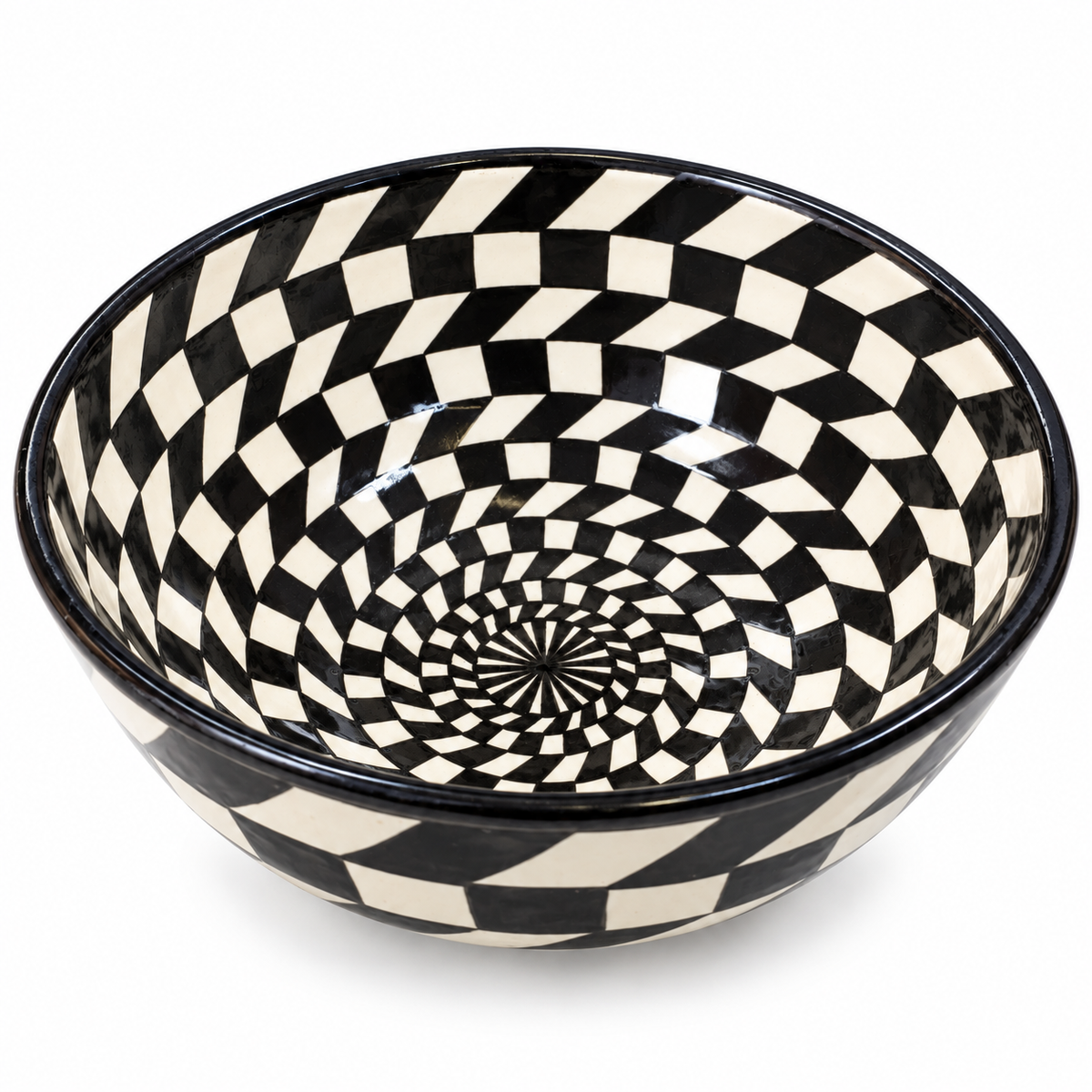 Handmade Moroccan Ceramic Decorative bowl – black & White