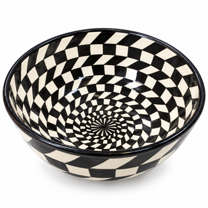 Handmade Moroccan Ceramic Decorative bowl – black & White