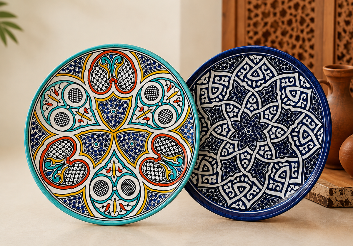 Handmade Moroccan Ceramic Plate – Hand-Painted Fez Pottery Serving