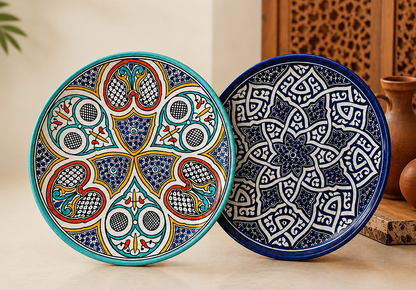 Handmade Moroccan Ceramic Plate – Hand-Painted Fez Pottery Serving