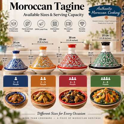 Authentic Ceramic Cooking Tagine Handmade Moroccan Tagine Pot with Hand-Painted Floral Design