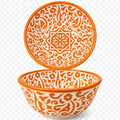 Handmade Moroccan Ceramic Bowl – Traditional Fez Pottery,  Floral Design