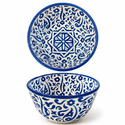 Handmade Moroccan Ceramic Bowl – Traditional Fez Pottery,  Floral Design