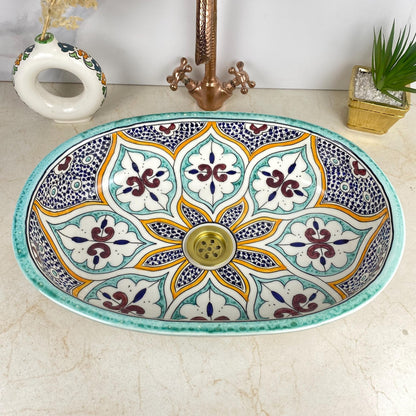Handmade Moroccan Ceramic Vessel Sink – Hand-Painted Bathroom Basin