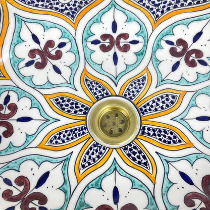 Handmade Moroccan Ceramic Vessel Sink – Hand-Painted Bathroom Basin