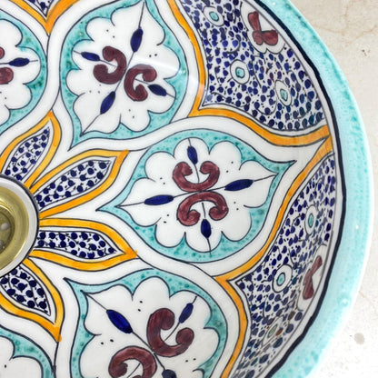 Handmade Moroccan Ceramic Vessel Sink – Hand-Painted Bathroom Basin