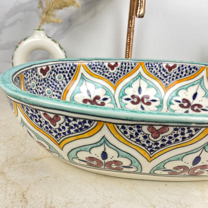 Handmade Moroccan Ceramic Vessel Sink – Hand-Painted Bathroom Basin