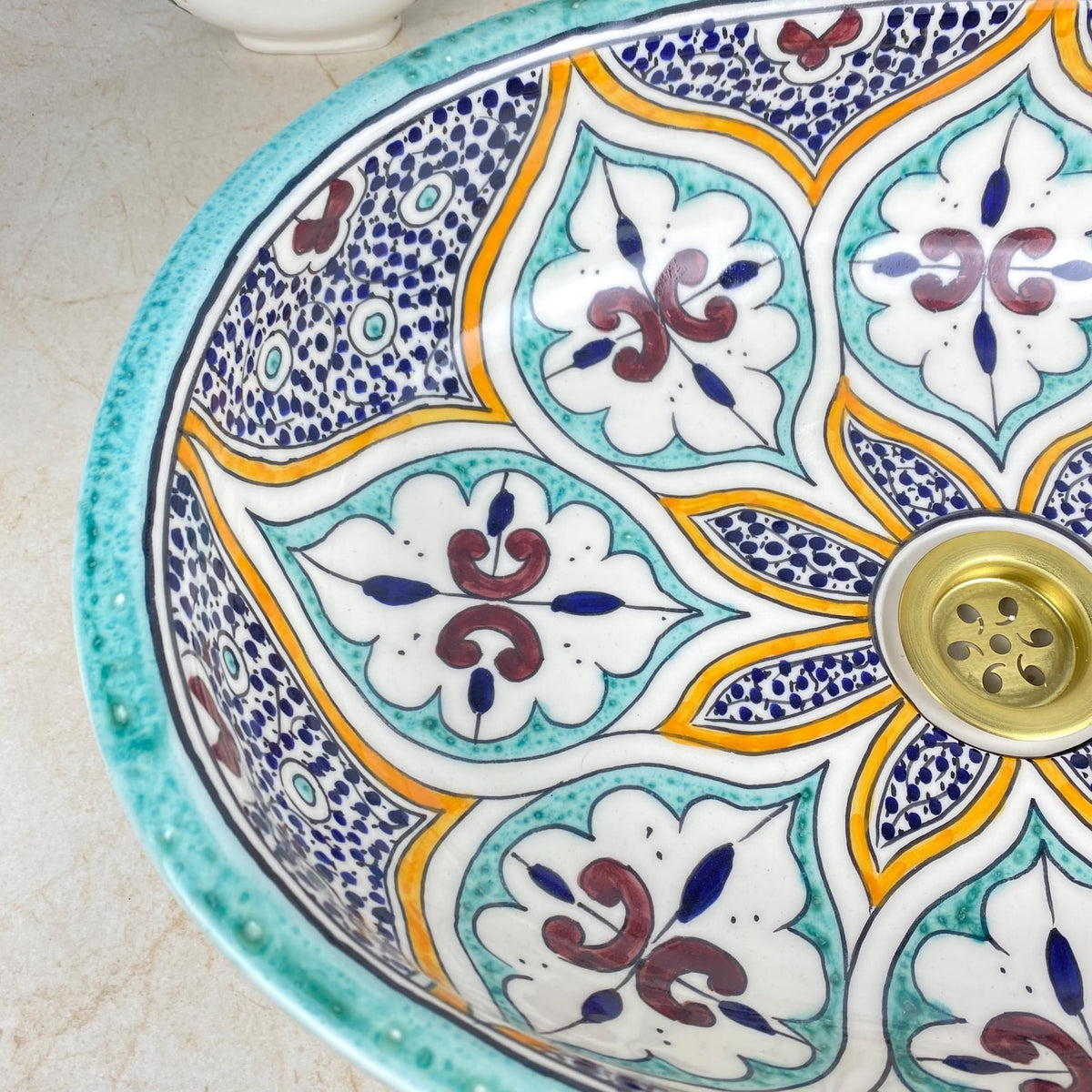 Handmade Moroccan Ceramic Vessel Sink – Hand-Painted Bathroom Basin