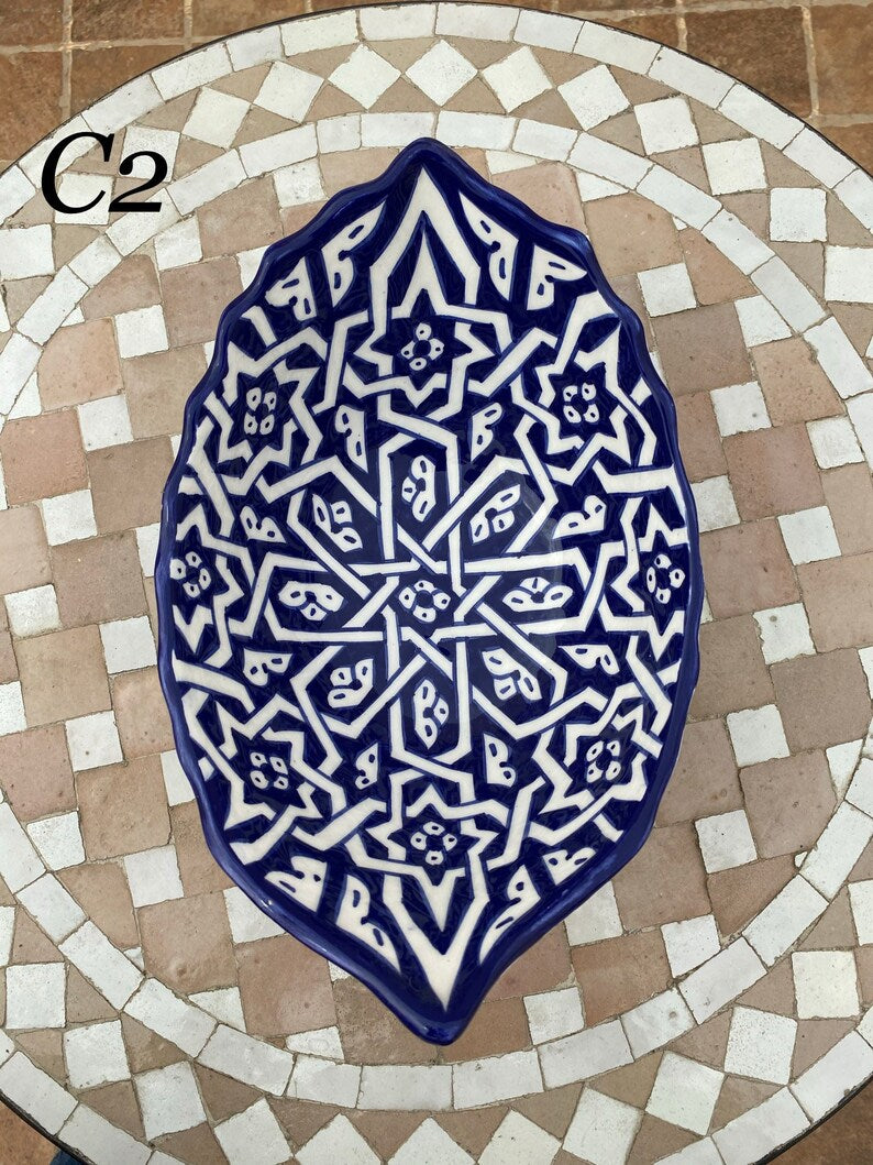 Hand-Painted Moroccan Ceramic Floral Serving Bowl – Blue & White Decorative Dish (Copie)