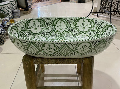 Hand-Painted Moroccan Ceramic Vessel Sink | Fes Pottery