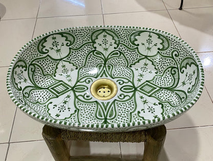 Hand-Painted Moroccan Ceramic Vessel Sink | Fes Pottery