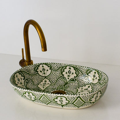 Hand-Painted Moroccan Ceramic Vessel Sink | Fes Pottery