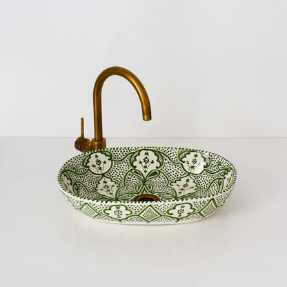 Hand-Painted Moroccan Ceramic Vessel Sink | Fes Pottery