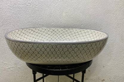 Handmade Moroccan Ceramic Vessel Sink – Green & Black & Gray Fish Scale Design