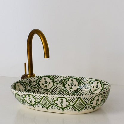 Hand-Painted Moroccan Ceramic Vessel Sink | Fes Pottery