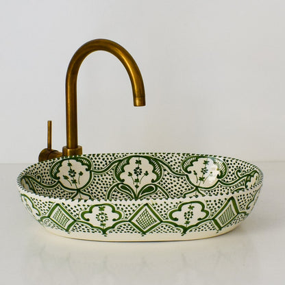 Hand-Painted Moroccan Ceramic Vessel Sink | Fes Pottery