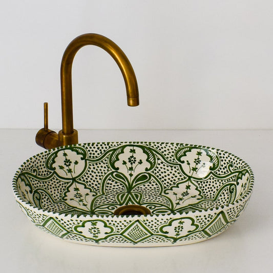 Hand-Painted Moroccan Ceramic Vessel Sink | Fes Pottery