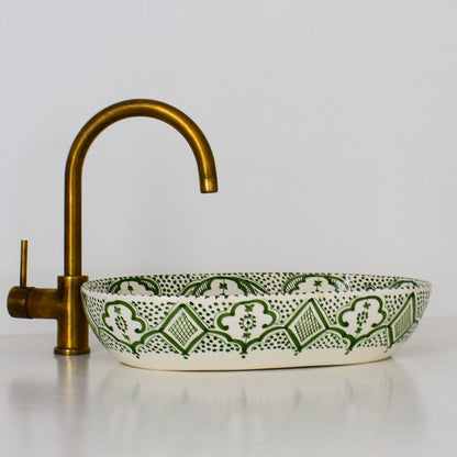 Hand-Painted Moroccan Ceramic Vessel Sink | Fes Pottery