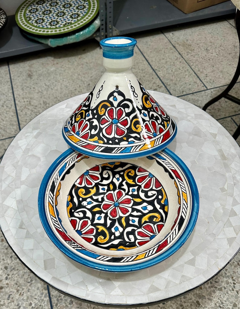 Moroccan Tagine with Hand-Painted  – fez pottery Ceramic Cooking Pot